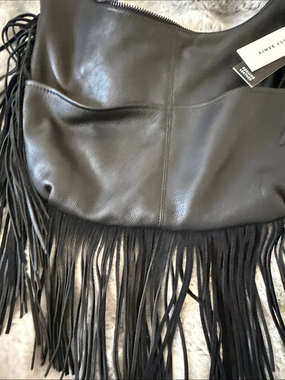 Aimee Kestenberg Black Leather Fringe Hobo